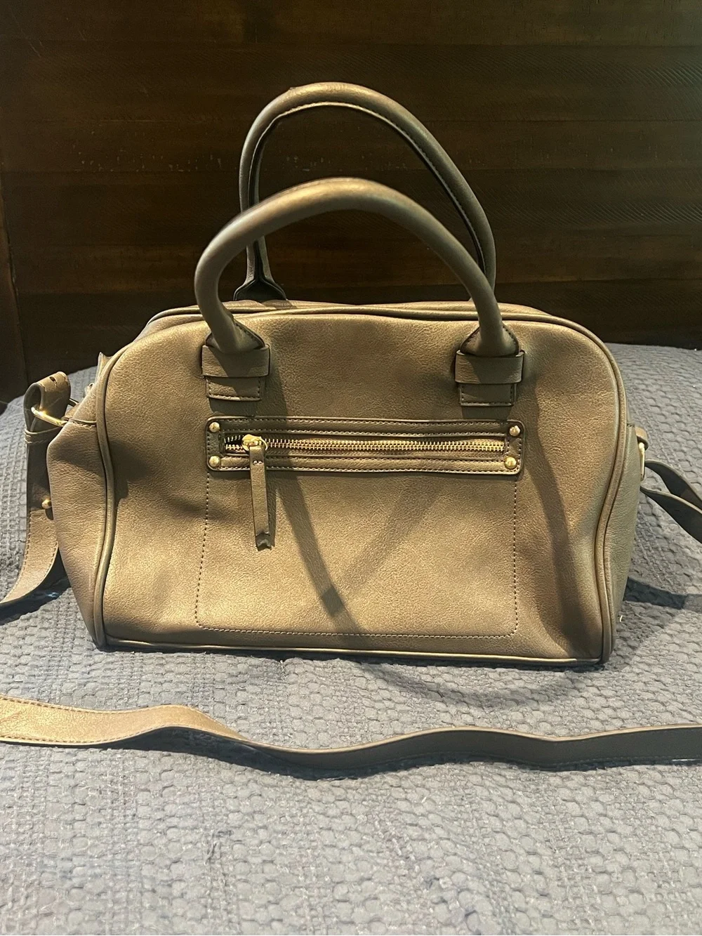 Forever 21 Grey Satchel with Gold Hardware
